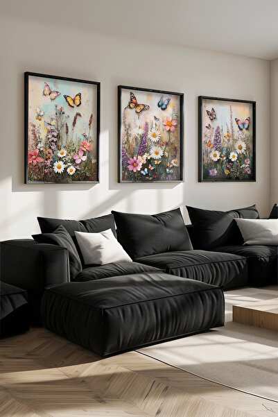 STARYUNA Τριπλό σετ ζωγραφικής με θέμα την πεταλούδα και τα λουλούδια, με μαύ...