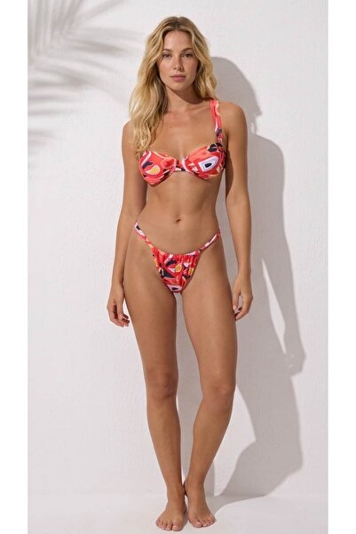 MEAmayo Retro Geometrik Desenli Halter Bikini Takımı