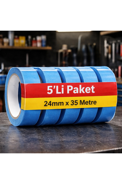 Maskeleme Bandı – Kağıt Bant 5'li PAKET (24mm x 35Metre MAVİ)