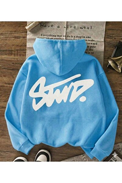 CLASSY.MODA Φούτερ Oversize - Με στάμπα μπροστά και πίσω, με κουκούλα