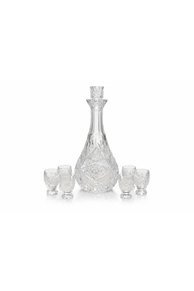 EVVEL ZAMAN ANTİK Kesme Cam Sürahi & Bardak Seti – Vintage Şık Sunum Takımı