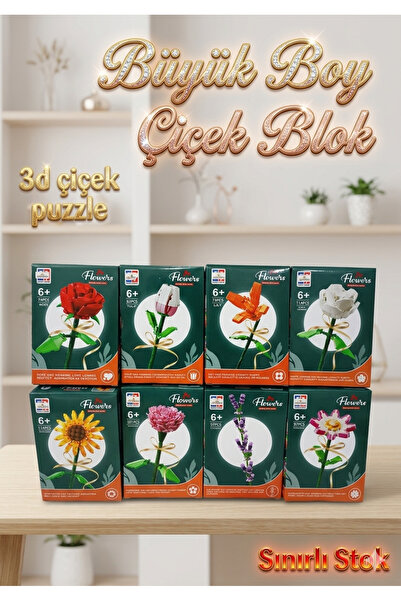 KOBE Büyük Boy Lüks Çiçek Blok 🌺 Lego Bricks Benzer Çiçek Blok 3D Puzzle Yap...