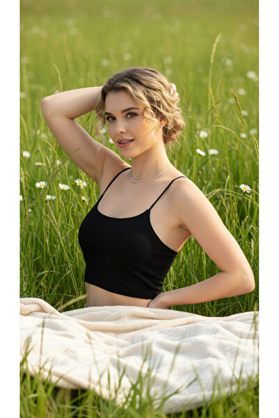 cicial Women's Strappy Crop Bustier Combed Cotton Blouse 1St Quality Body