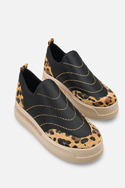 kajal ayakkabı MDLN 786 Αθλητικά παπούτσια Leopard με πέτρινη λεπτομέρεια