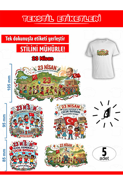 AGG Reklam Iron-On Clothing Stickers April 23 Set of 5