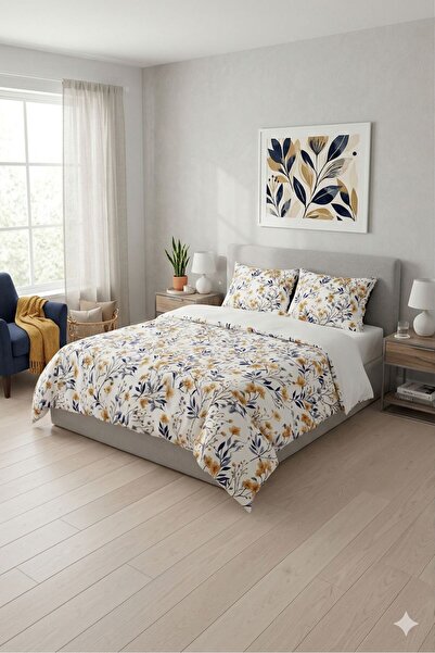 karanihome Floral Patterned Double Duvet Cover Set Bed Sheet Set