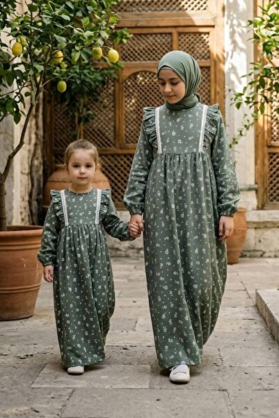 Betül Akbay Kız Çocuk Tesettür Elbise – Ahsen Model Pamuklu Viskon Tam Boy Mi...