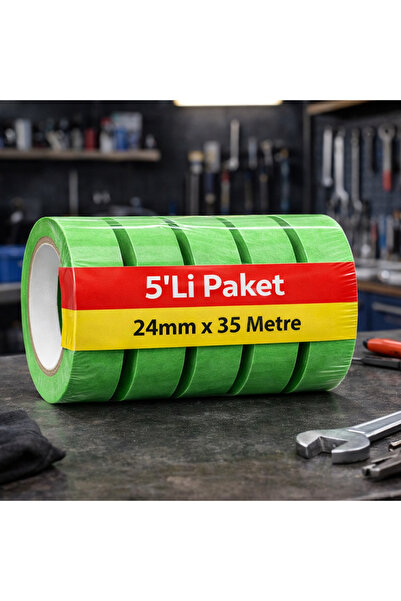 MACWAG Maskeleme Bandı – Kağıt Bant 5'li PAKET (24mm x 35Metre YEŞİL)