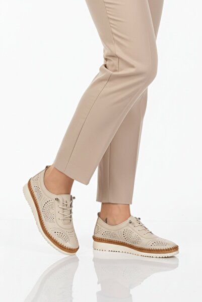 AYAKMOD Μπεζ Γνήσιο Δερμάτινο Ορθοπεδικά Γυναικεία Παπούτσια Casual 509 Z