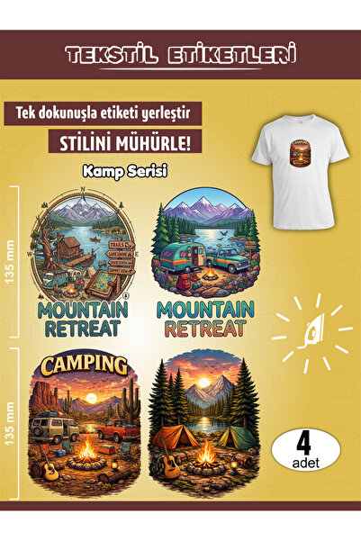 AGG Reklam Iron-On Clothing Stickers Camping Themed Series Set of 4