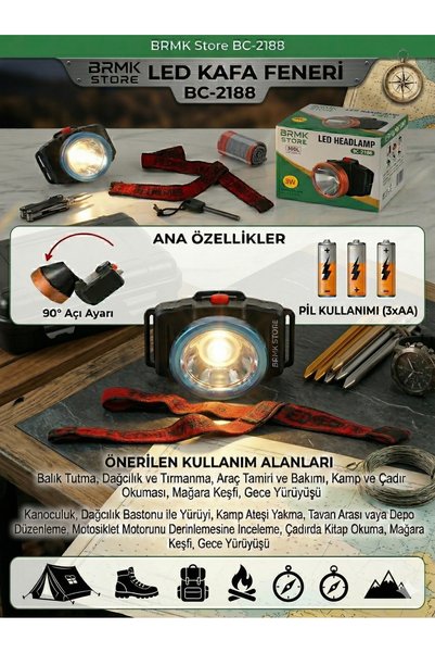 BRMK STORE KAMPÇILAR İÇİN KAFA LAMBASI (PİLLER HEDİYEDİR.)