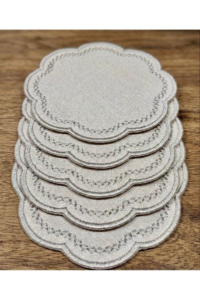 Elriya 6 Pieces Coffee Serving Napkins, Presentation Napkins, Embroidered Coffee Presentation Napkins, Cocktail Napkins