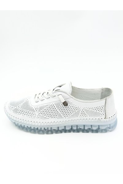 viderri Women's White Inner Outer Genuine Leather Laser Printed Perforated Rubber Laced Comfort Shoes Vdz03015