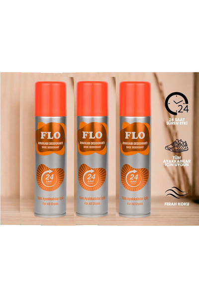 Flo Ayakkabı Deodorantı/ayakkabı Bakım/kötü Koku Giderici / Ayakkabı Ve Kumaş Temizleyici Spreyi 3 adet