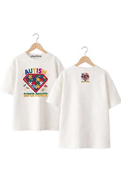 playwear Tricou Super Power cu imprimeu pe spate, 100% bumbac, supradimension...