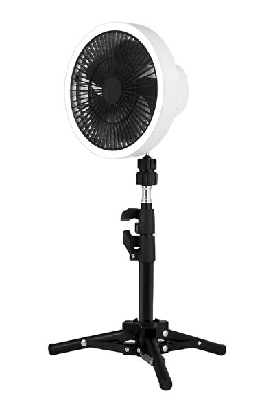 DLC مروحة تخييم قابلة لإعادة الشحن 3 في 1 مع حامل ثلاثي قابل للتعديل للطاولة ...