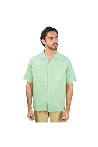 Giordano Men’s Relaxed Linen Cotton Short Sleeve Button Shirt