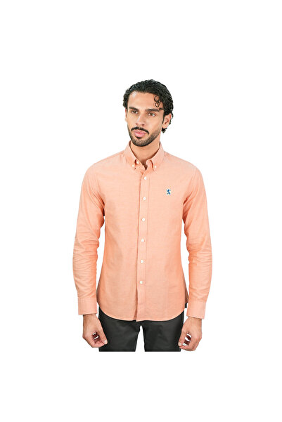 Giordano Men’s Cotton Slim Oxford Shirt with Embroidery