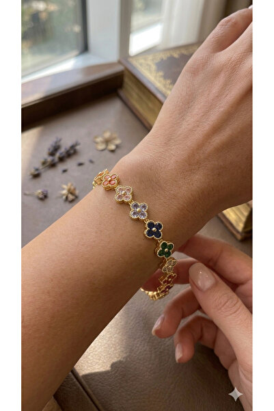 charmove ile kendinizi şımartın Women's Gold Color Colorful Zircon Stone Four...