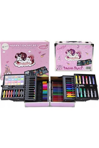 LeanToys Set de artă în valiză pliabilă cu Unicorn 133 El