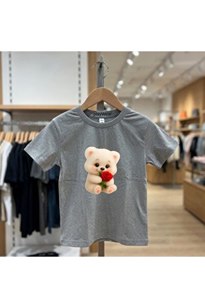 playwear Αρκουδάκι που κρατάει τριαντάφυλλο, τυπωμένο, 100% βαμβακερό, παιδικ...