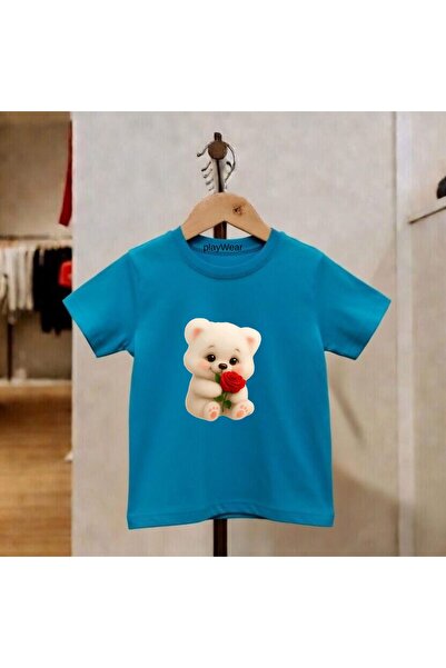 playwear Αρκουδάκι που κρατάει τριαντάφυλλο, τυπωμένο, 100% βαμβακερό, παιδικ...