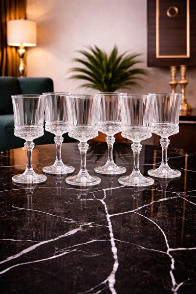 6-Piece Elysia Striped Origami Footed Glass 175 ml Glass Soft Drink Cocktail Coffee Side Presentation Glass