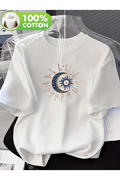 one button Μπλουζάκι Premium Oversize με στάμπα Yellow Moon