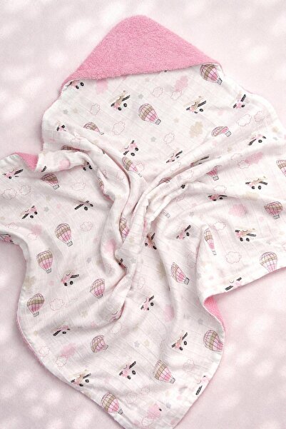 LUMİBABY BUTİK Çift taraflı müslinli kundak bebek havlusu(80x80)