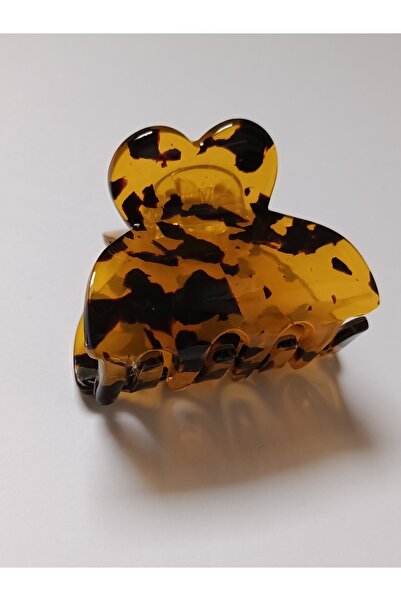 chibi Transparent Brown Heart Handle Turtle Pattern Trendy Model Bone Clasp B...