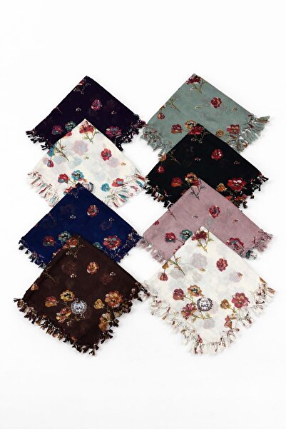 HUZURLU (7 Lİ KARIŞIK SET) ÇİÇEK DESENLİ yumuşak dokulu boncuklu eşarp (110x110)