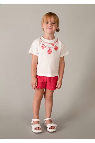 MAYORAL Li̇mi̇ Girl's Soft Texture Flexible Ruffle Shorts and Printed T-Shirt...