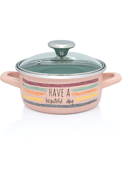 Metalac Divan Dan enamel 2l pot with glass lid/16cm/2l