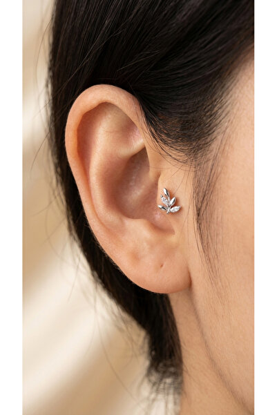 Vilma Aksesuar Cerrahi Çelik Yaprak Model Tragus Conch Helix Piercing (6mm)