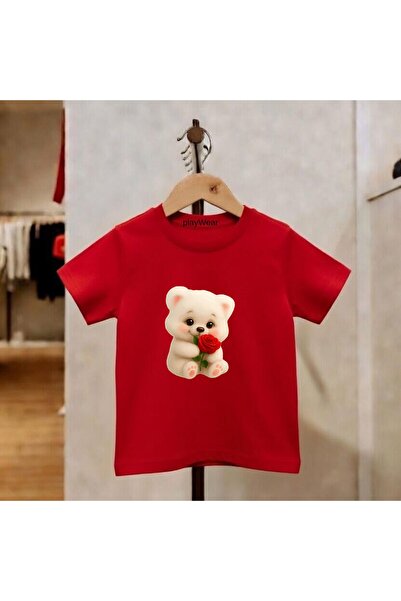 playwear Αρκουδάκι που κρατάει τριαντάφυλλο, τυπωμένο, 100% βαμβακερό, παιδικ...