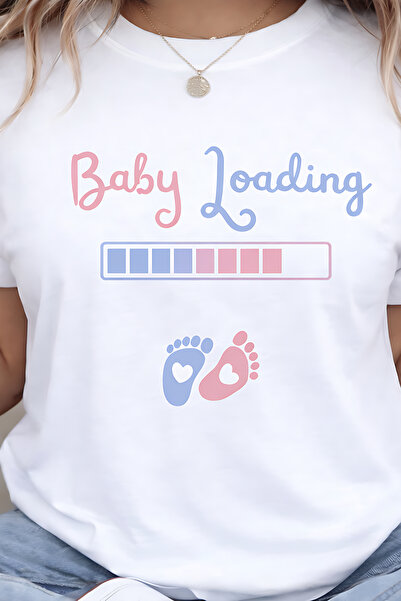 ArtYus Μπλουζάκι εγκύου με στάμπα "Baby Loading " Βαμβακερό μπλουζάκι με άνετ...