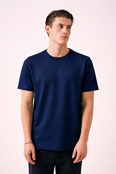 İLKCET MODA Ανδρικό μπλουζάκι από ύφασμα Modal σε σκούρο μπλε χρώμα