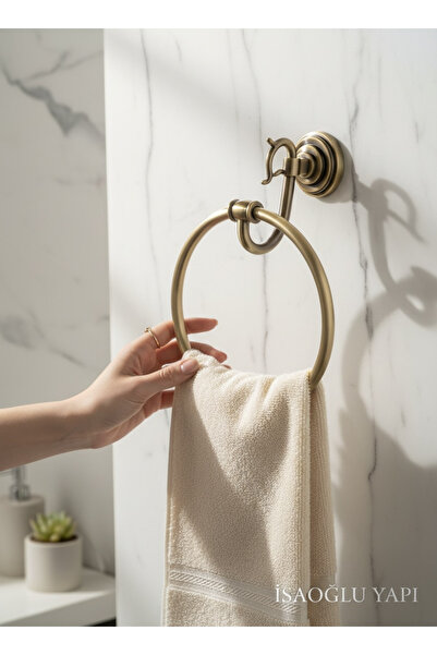 İSAOĞLU YAPI Antik Gold Banyo Havluluk Retro Vintage Tasarım Eskitme Gold Ban...