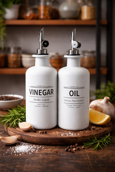 Paşabahçe 2'li Cam Yağlık Sirkelik Seti Akıtmaz Başlıklı Zeytinyağı Sirke Şişesi