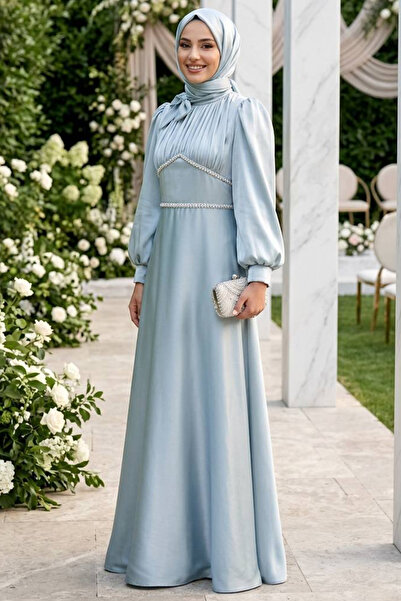 N.S NEVA STYLE Βραδινό φόρεμα με χάντρες και λεπτομέρειες σε χρώμα μέντας, με...