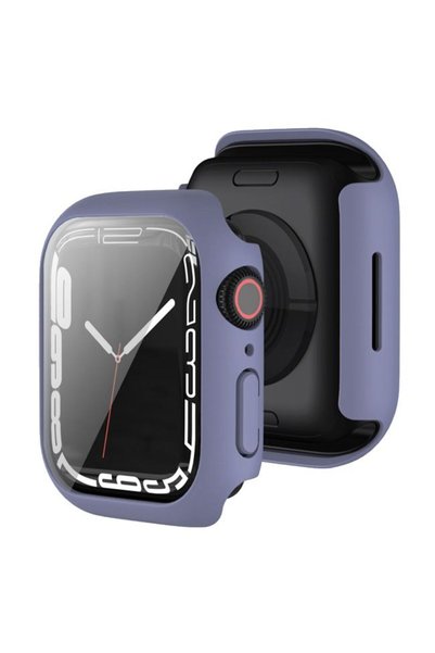 OEM 2-in-1 Hard Frame Lavender Grey + Tempered Glass Apple Watch 45mm