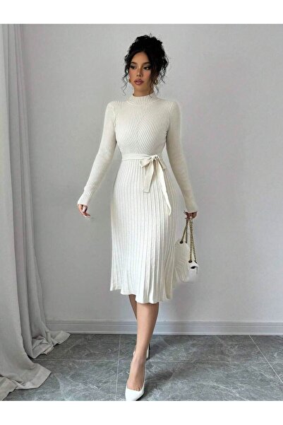 Iuliashop Rochie scurtă tricotată crem Aleta - S