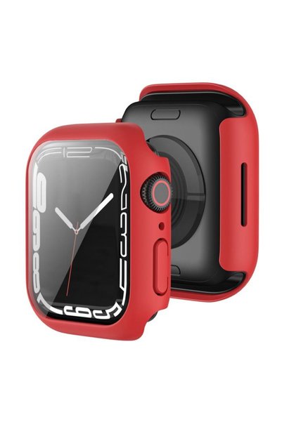 OEM 2-in-1 Hard Frame Red + Tempered Glass Apple Watch 45mm