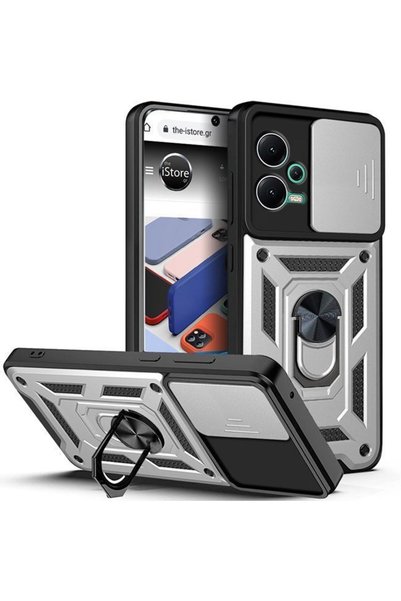 OEM Combo Kickstand Slide Camera Case Silver Xiaomi Poco X5 5G