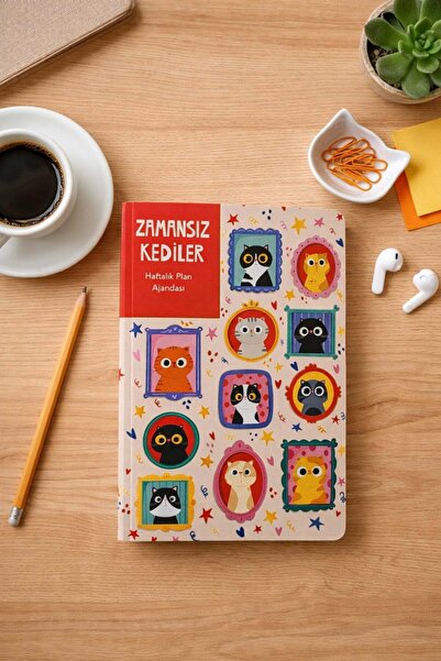 uğurlu dükkan Zamansız Kediler Stickerlı Haftalık Plan Ajandası 15X21cm(Tablo)
