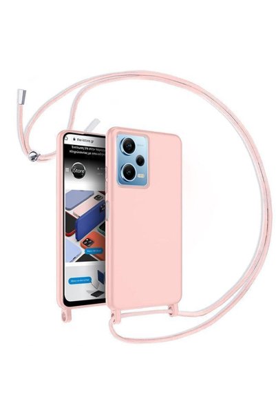 OEM Θήκη Liquid Silicone Κορδόνι Pink Sand Poco X5 Pro 5G