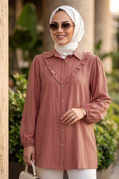 N.S NEVA STYLE Τουνίκ Τεσεττούρ με κουμπιά σε χρώμα σομόν 10693SMN