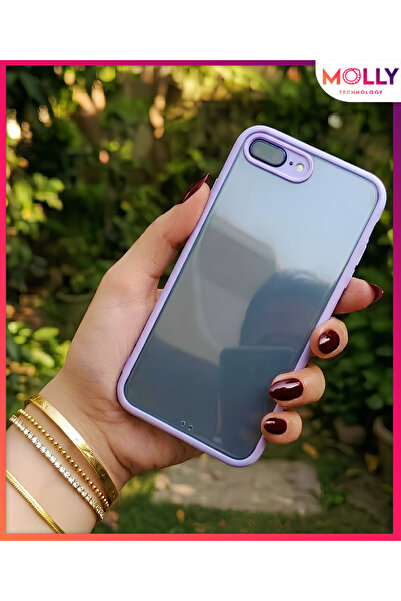 Molly iPhone 7 ve 8 PLUS İçin Kenarları Mat Lavanta Arkası Sararmaz Şeffaf Si...