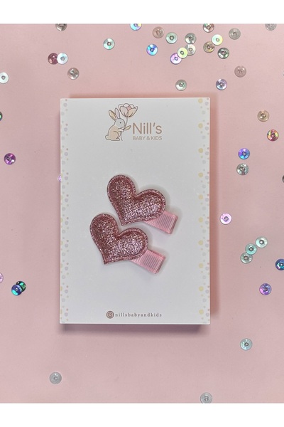 Nills Baby & Kids Simli Kalp Pens Toka – Parlak Kalpli Çocuk Saç Tokası 2’li Set