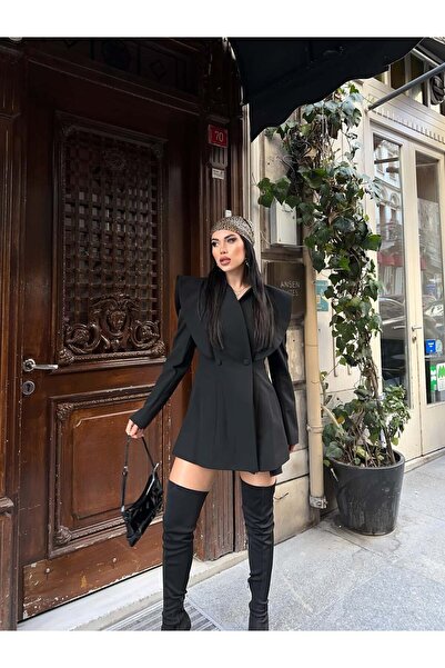 MODA Shoulder-Cut Blazer Jacket with Volan Detail – Premium Dabıl Fabric, Str...